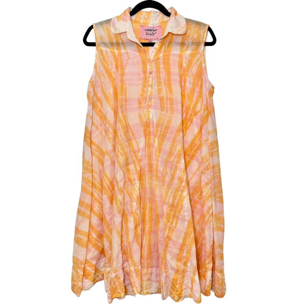Johnny Was x Amanda Bond Malibu Josie Trapeze Dress Pink Orange Tie Dye‎ Boho